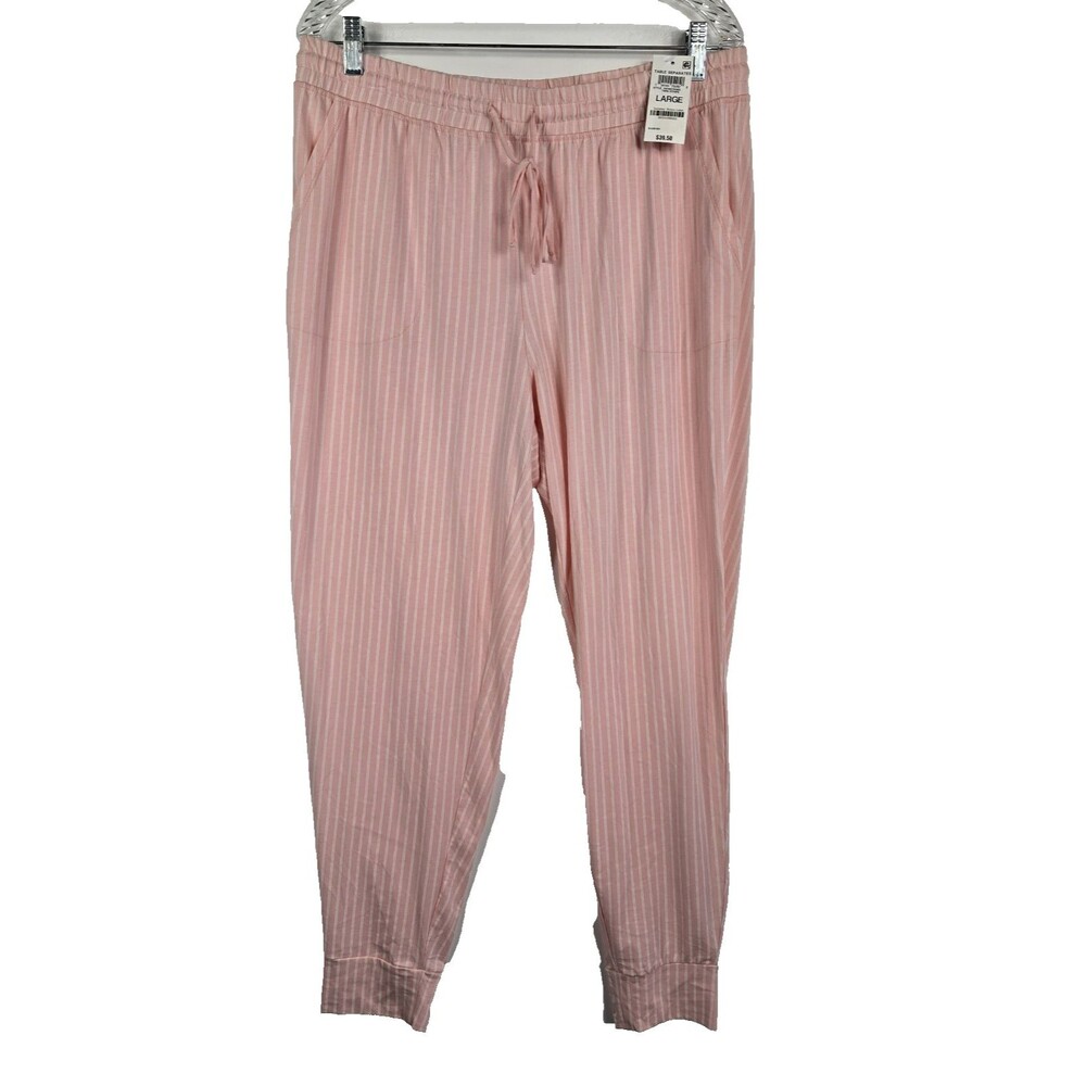 State of Day Women's Size Large Pink Twin Stripe Pajama Pants NWT